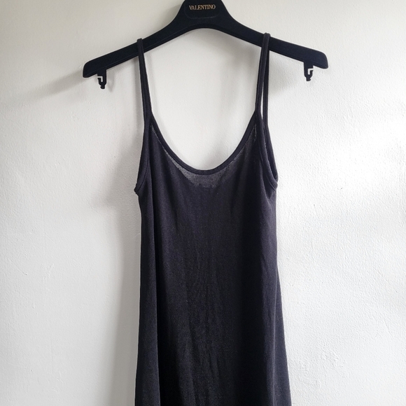 Zara Ribbed Slip Spaghetti Strap Black Midi Dress New Size Small - Picture 4 of 12